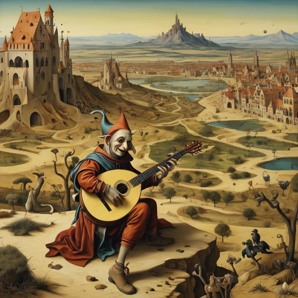The Juggler in the Desert ... in the style of Hieronymus Bosch