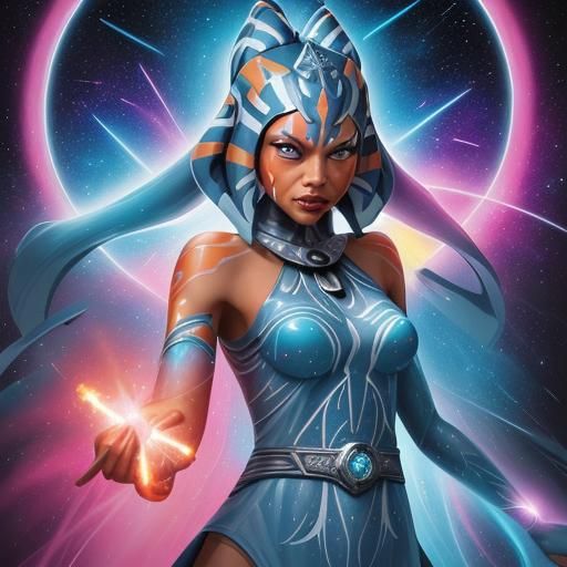 Ahsoka Tano as Goddess in Graffiti Art
