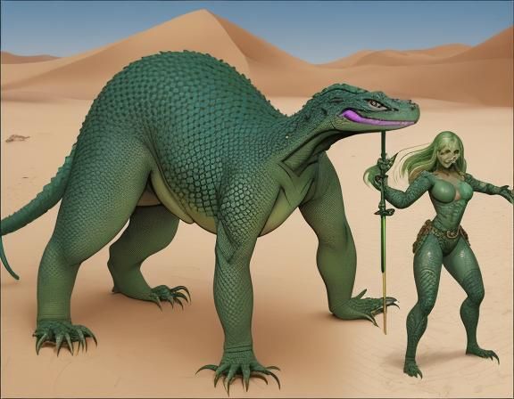Lizard-Woman Centaur Warrior in Fantasy Comic Art