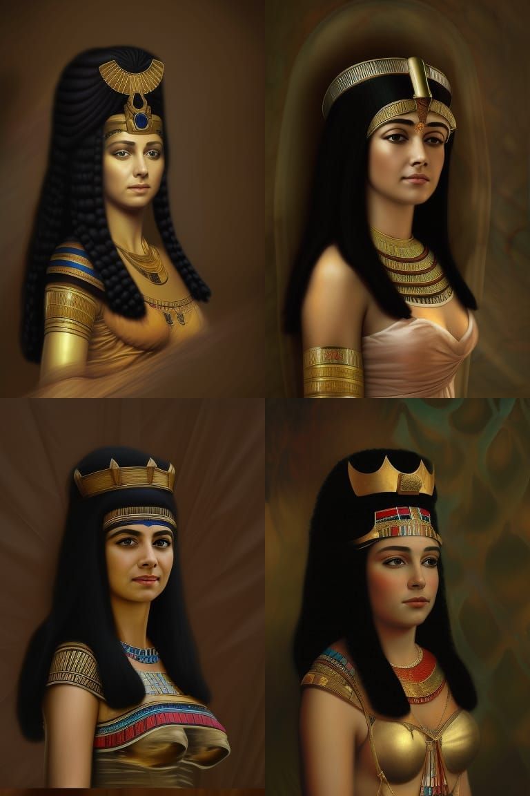 Queen cleopatra ancient Egypt realistic high clear visible,  detailed matte painting Splash art hyperdetailed byClaude M...