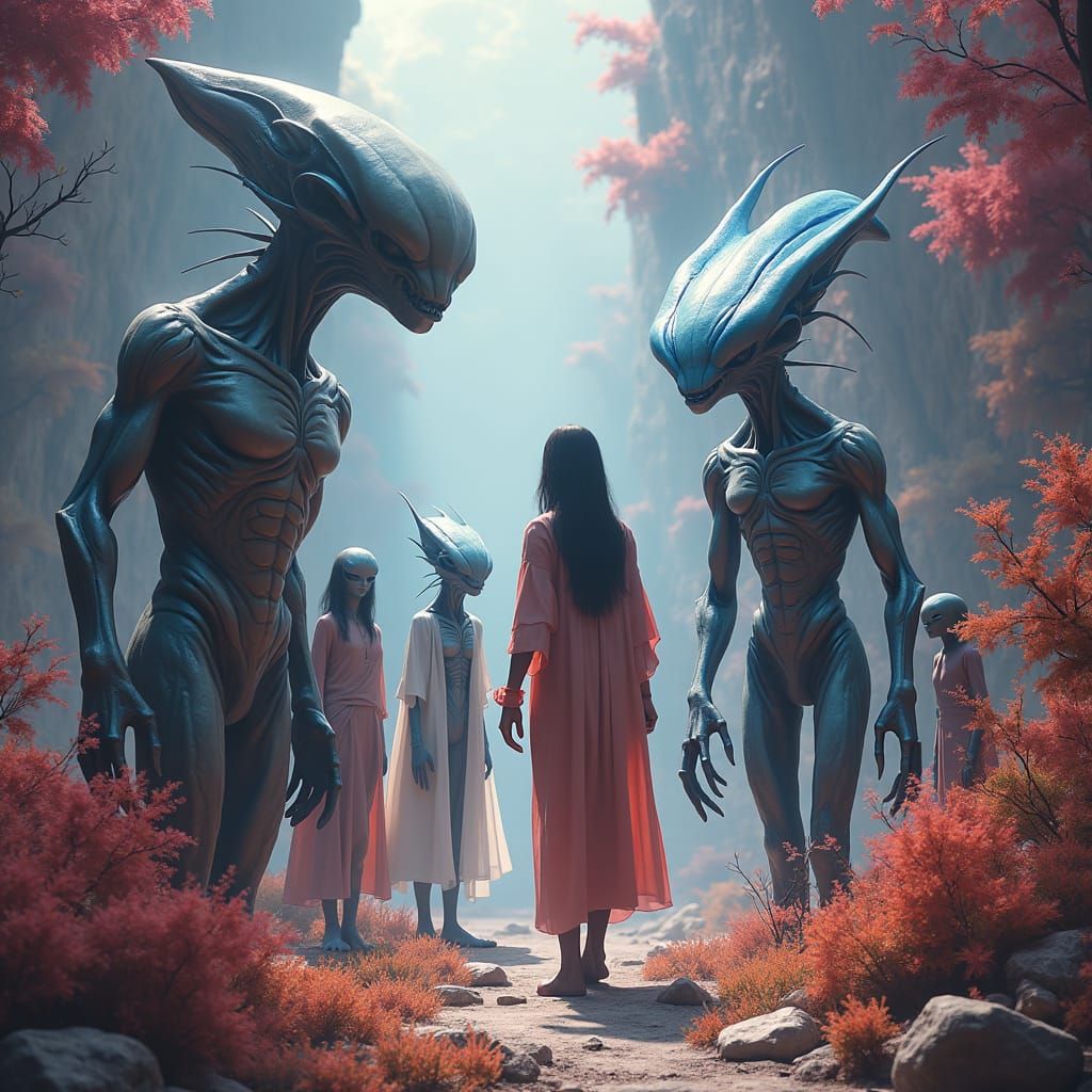 Extraterrestrial Gathering in Ethereal Fantasy Concept Art