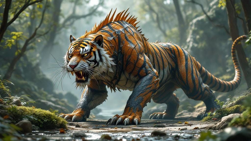 Hybrid Fantasy Creature with Otter Head and Walrus Tusks