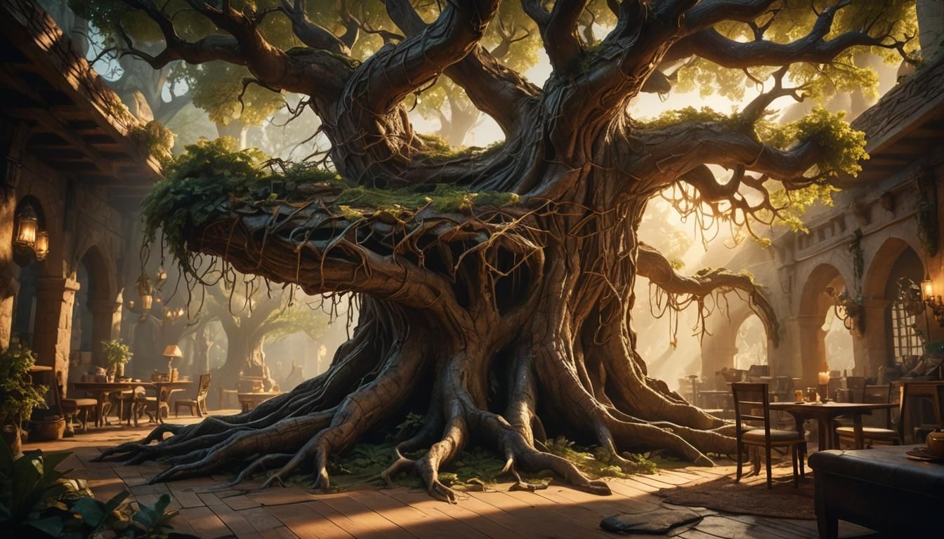 Mystical Tree Root Coffee Table in Fantasy Forest