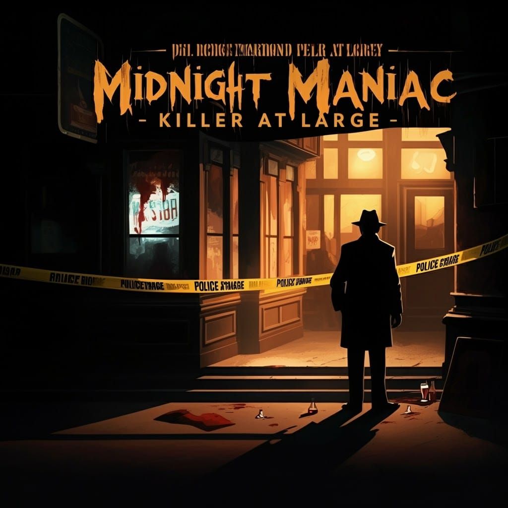 Dramatic Crime Scene at Night in Film Noir Style