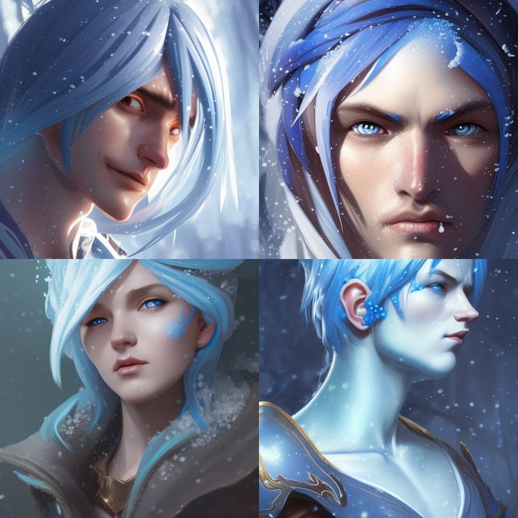 Blue Elf Portrait in Digital Art Style