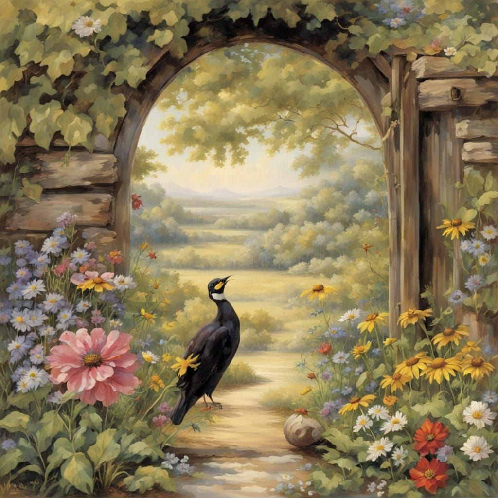 Vibrant Wildflower Wreath Adorns Rustic Country Door