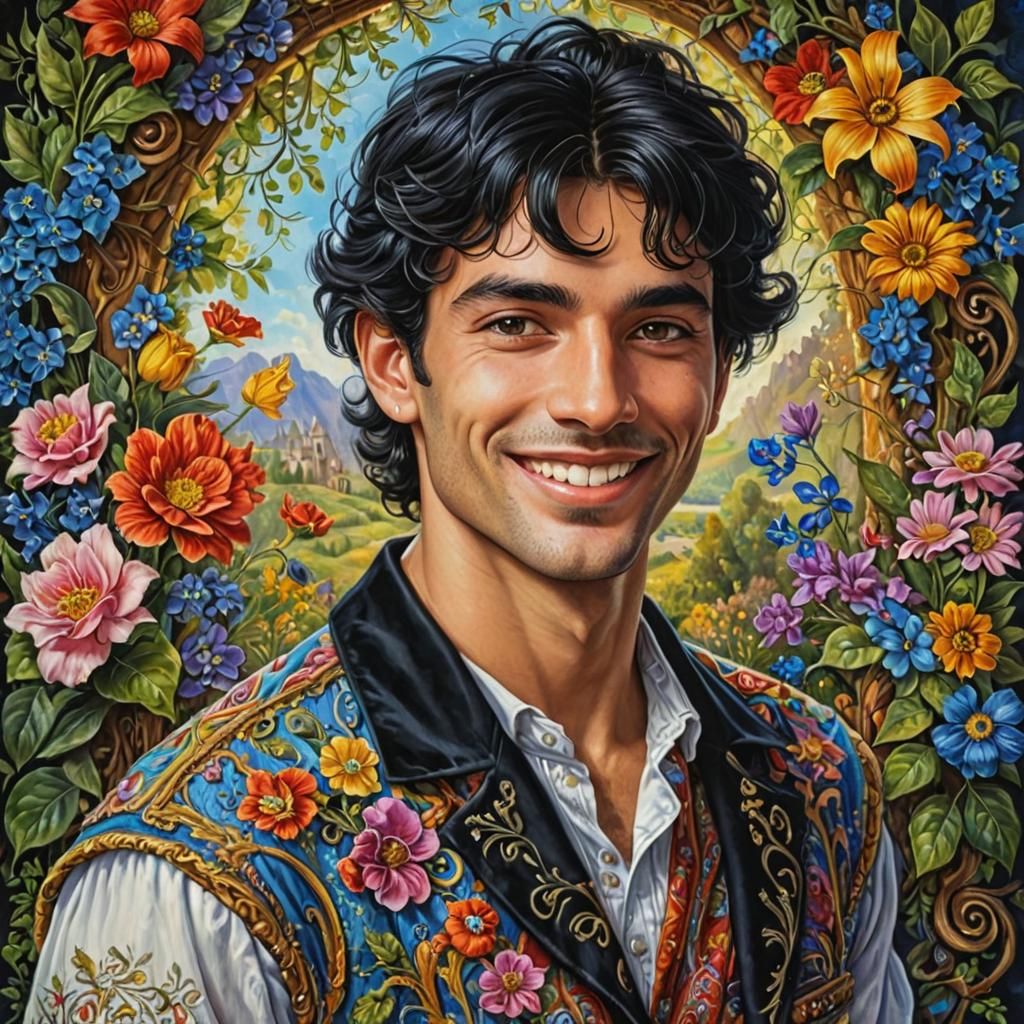 Surreal Portrait of Smiling Italian Man