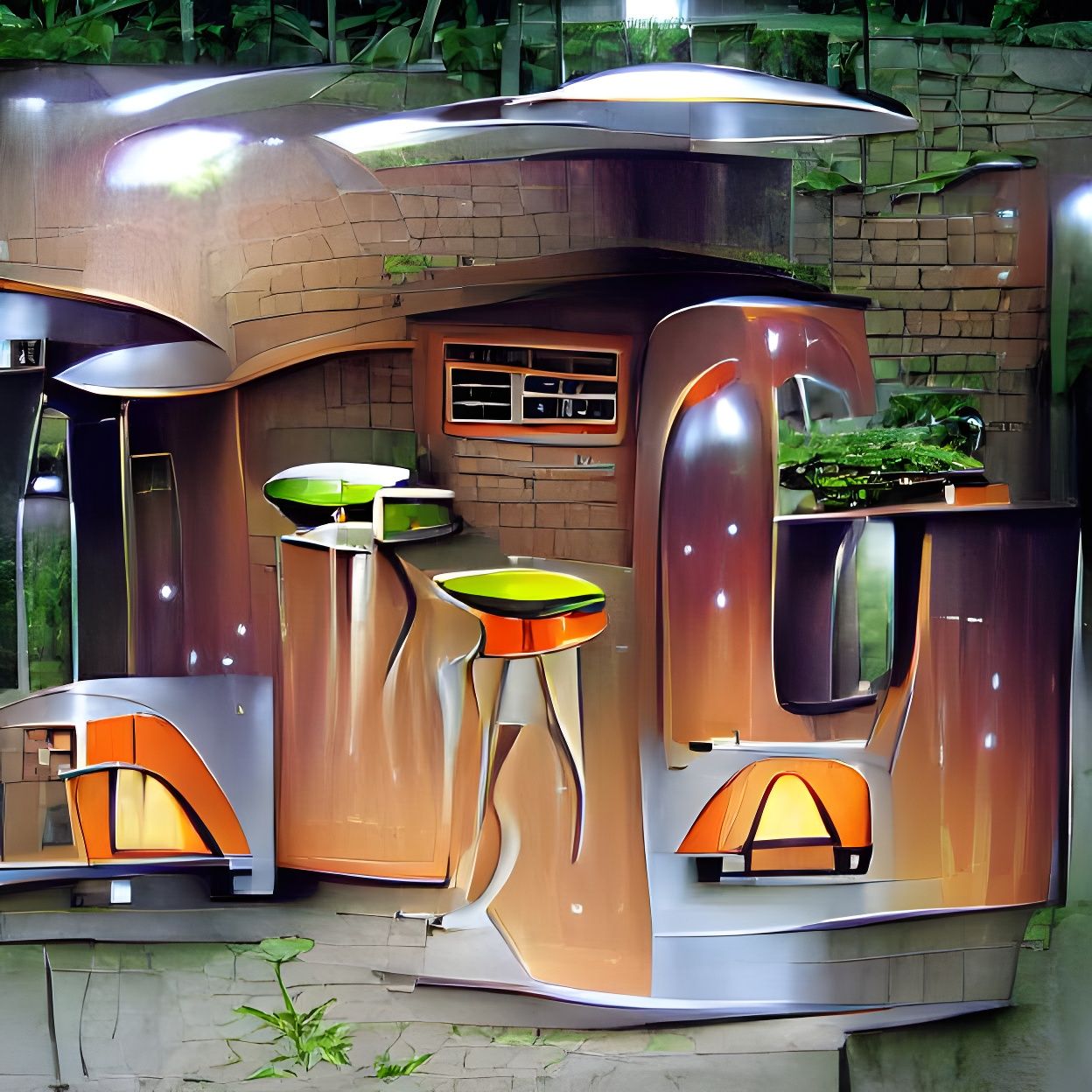 Retro-Futuristic Forest Kitchen in Metropolitan Style