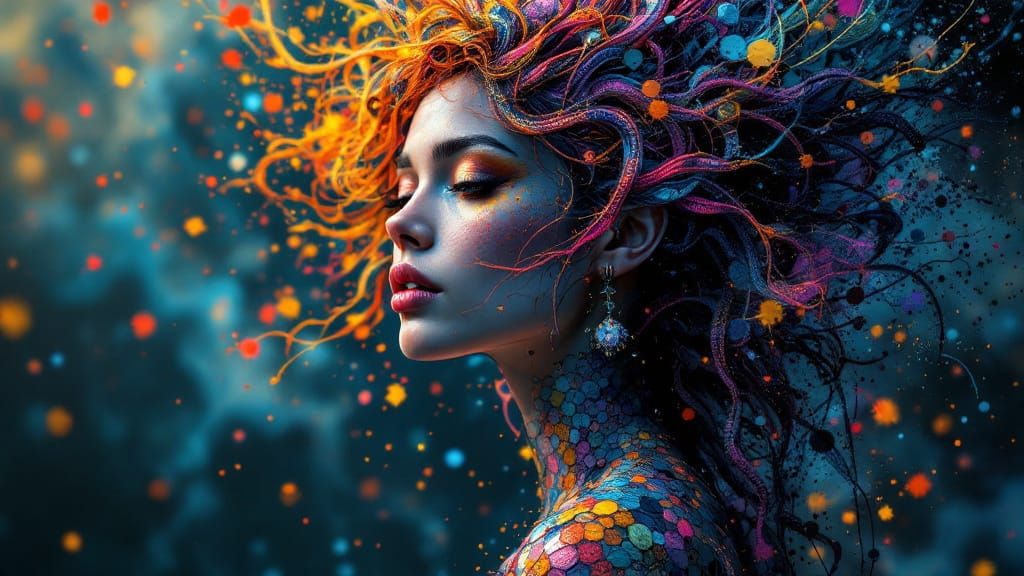 Celtic Fractal Mosaic Hair in Liminal Space