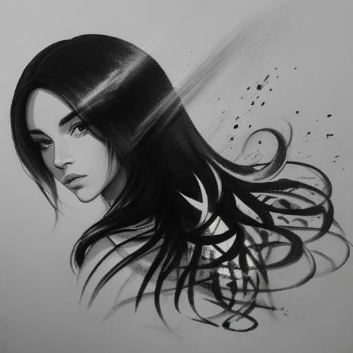 Monochrome Portrait of a Young Woman in Charcoal