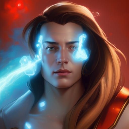 Shazam Portrait in Hyperdetailed Art Nouveau Style