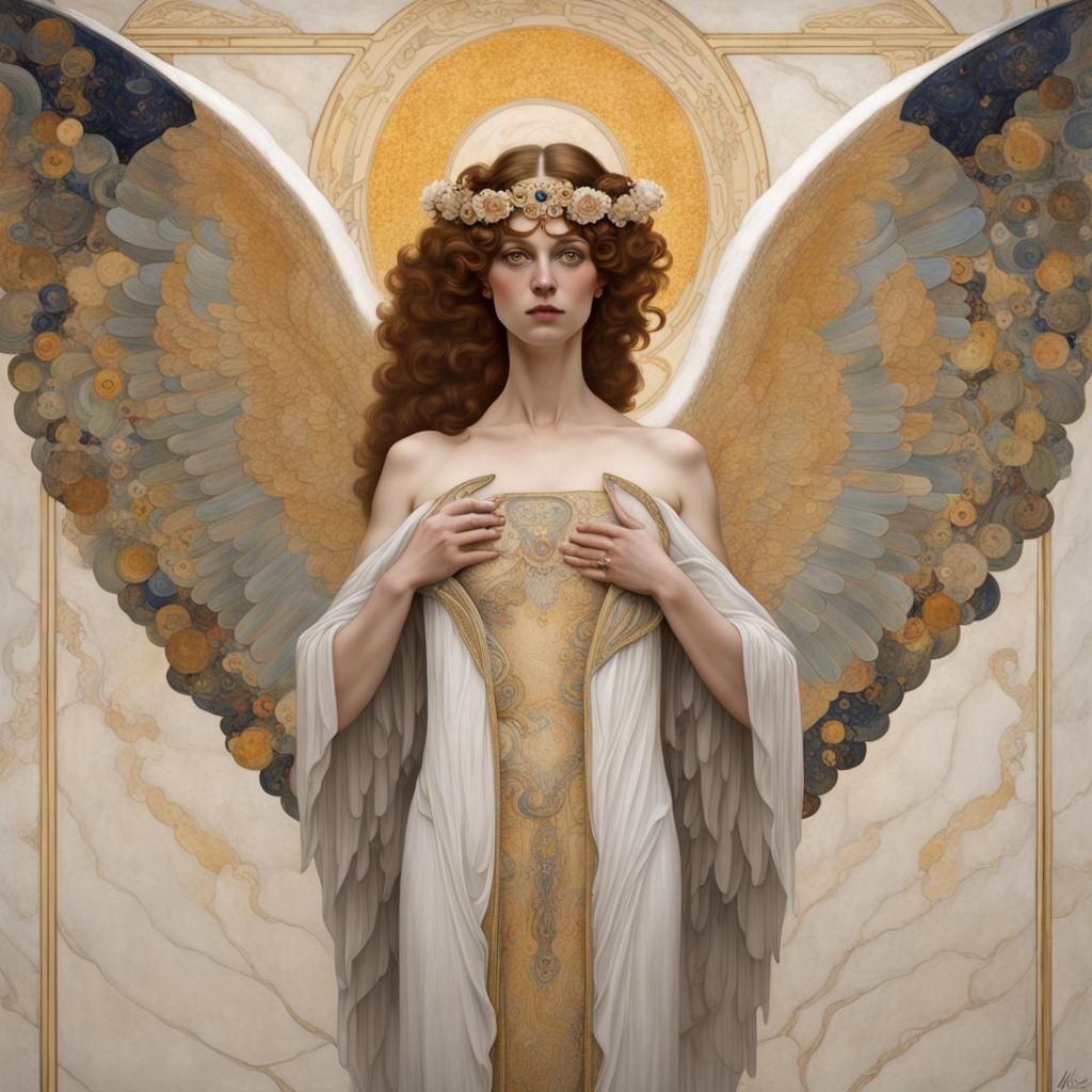 Androgynous Angel Gabriel in Art Nouveau Style