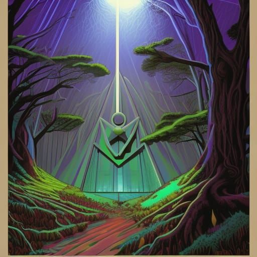 Mt Stromlo Synthesizer Forest in Comic Book Art