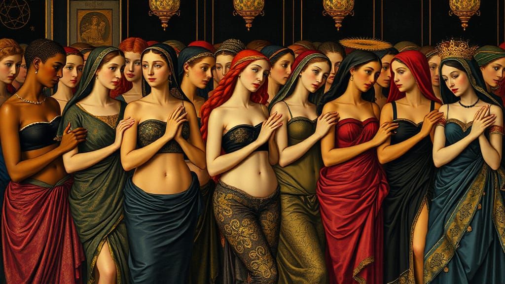 Go-Go Dancers in Medieval Illumination Style