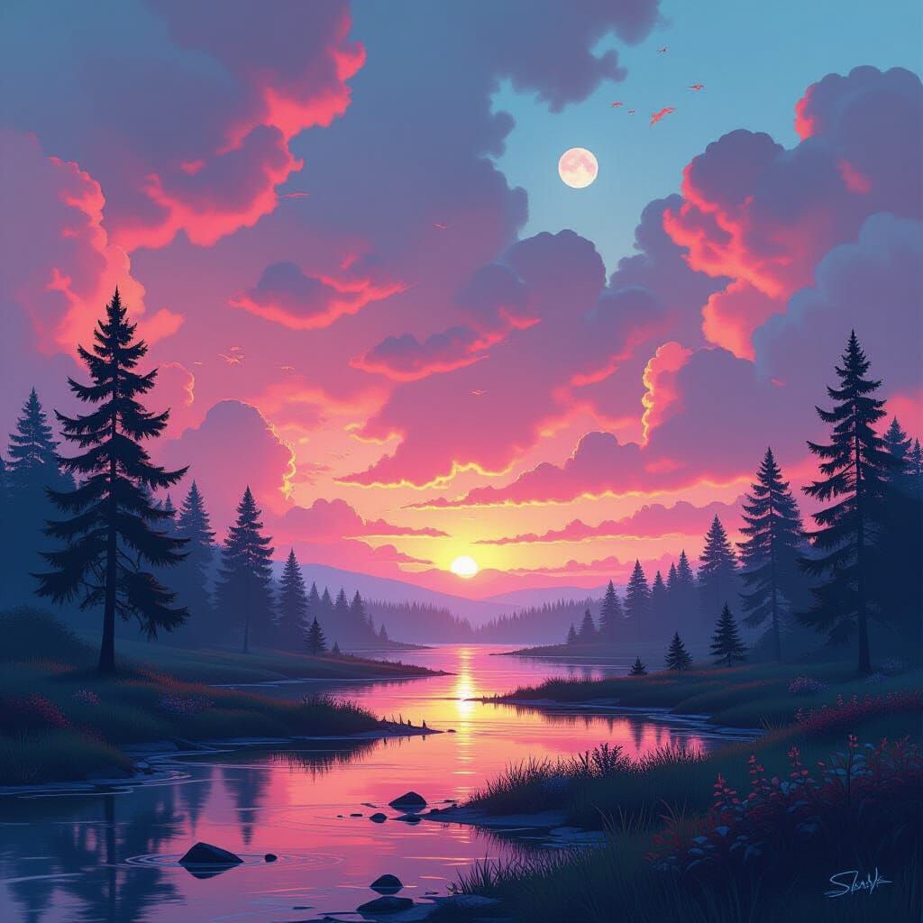 Dreamlike Scene Inspired by Digital Artists