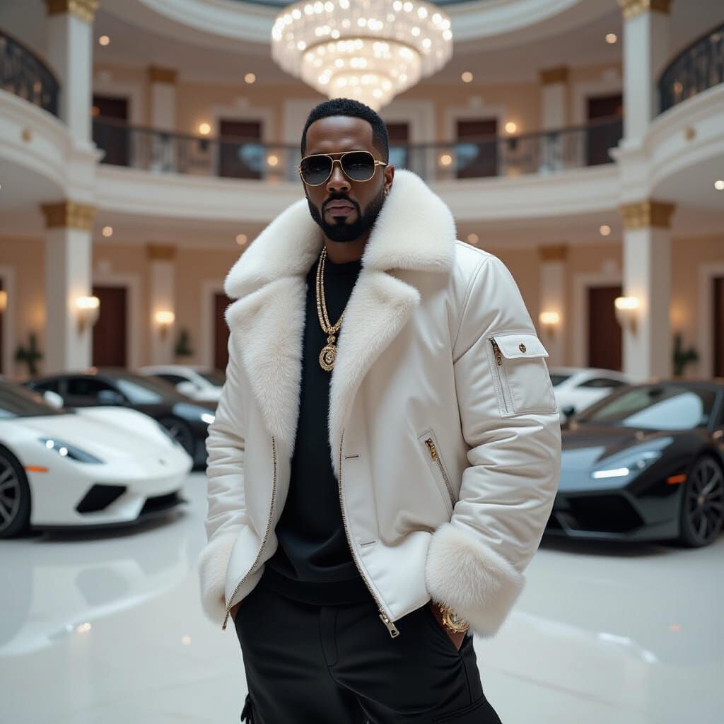 P Diddy in Opulent Futuristic Mansion