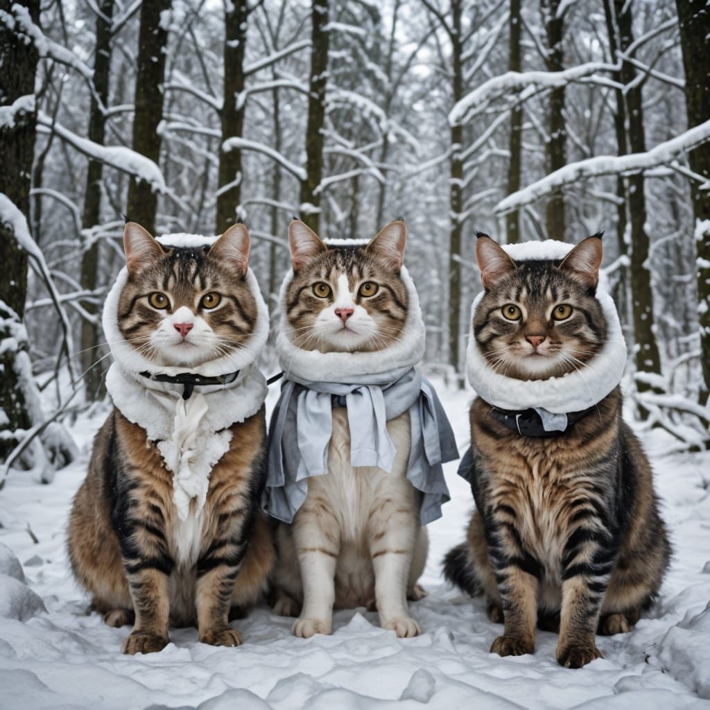 Cats in Winter Wonderland