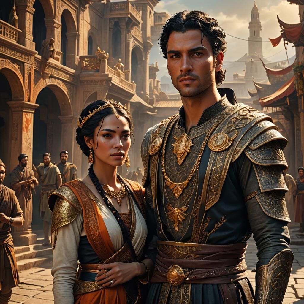 Young King David and Concubine: Detailed Matte Painting