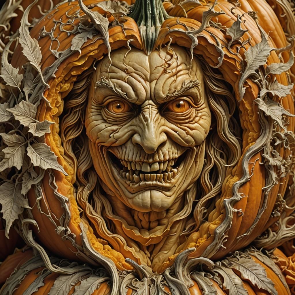 Intricate Pumpkin Hellscape in Romantic Fantasy Style