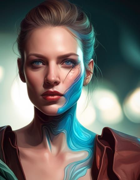 Detailed Portrait in Art Nouveau Style