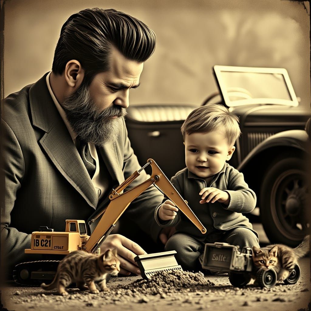Fatherly Bond in Vintage Nostalgia