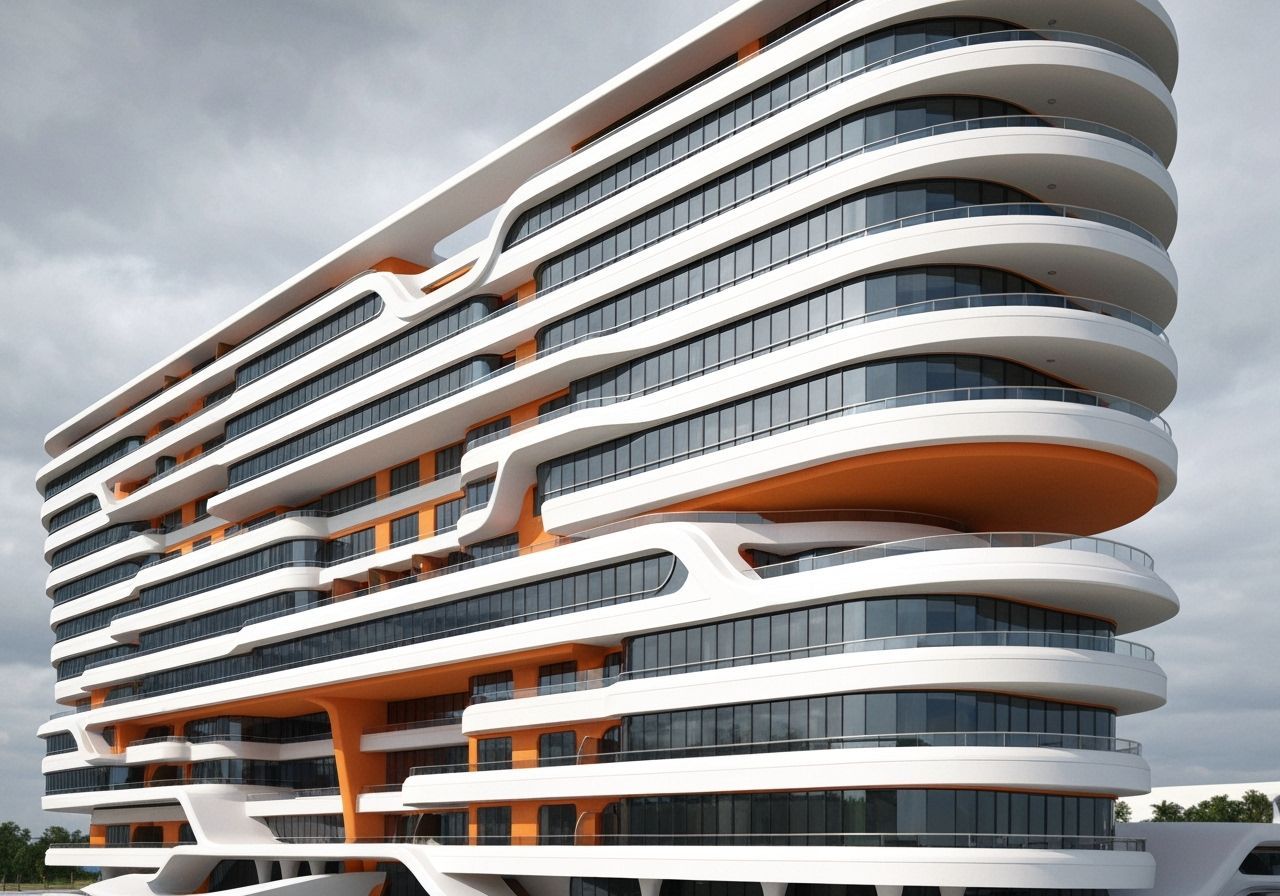 Futuristic Curved Multi-Story Building with Organic Architec...