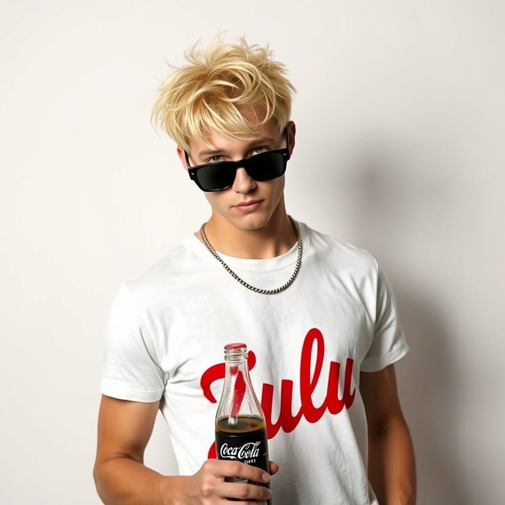 Confident Young Man Wears Bold 'Zulu' Tee in Studio Setting