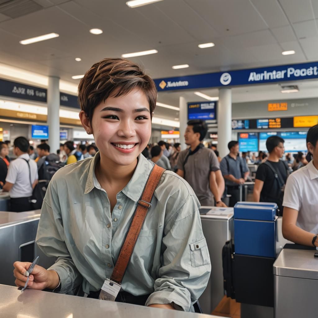Thai woman at airport