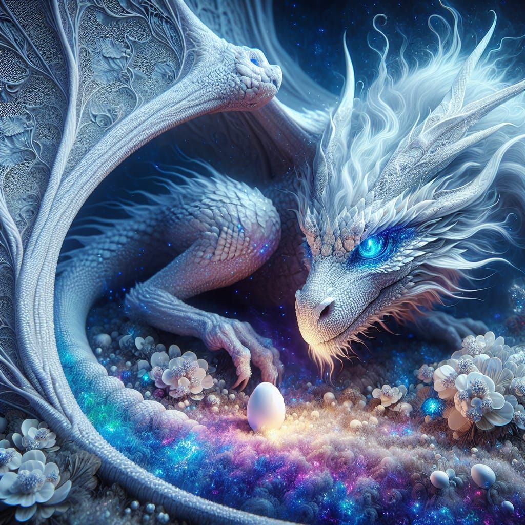 White Dragon Emerges: A Fantasy Digital Painting