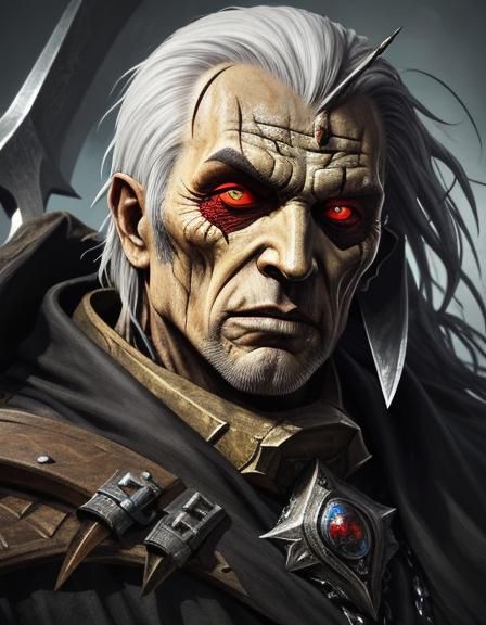 Hyperrealistic Vampire Leper with Axe and Daggers