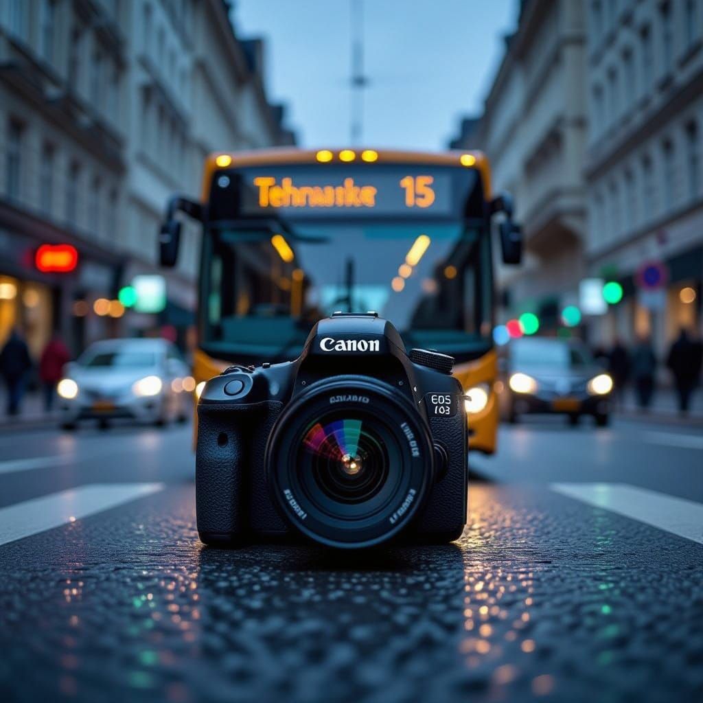 Vehicles Lead the Way Through a Bustling Crowd in Techno Aes...