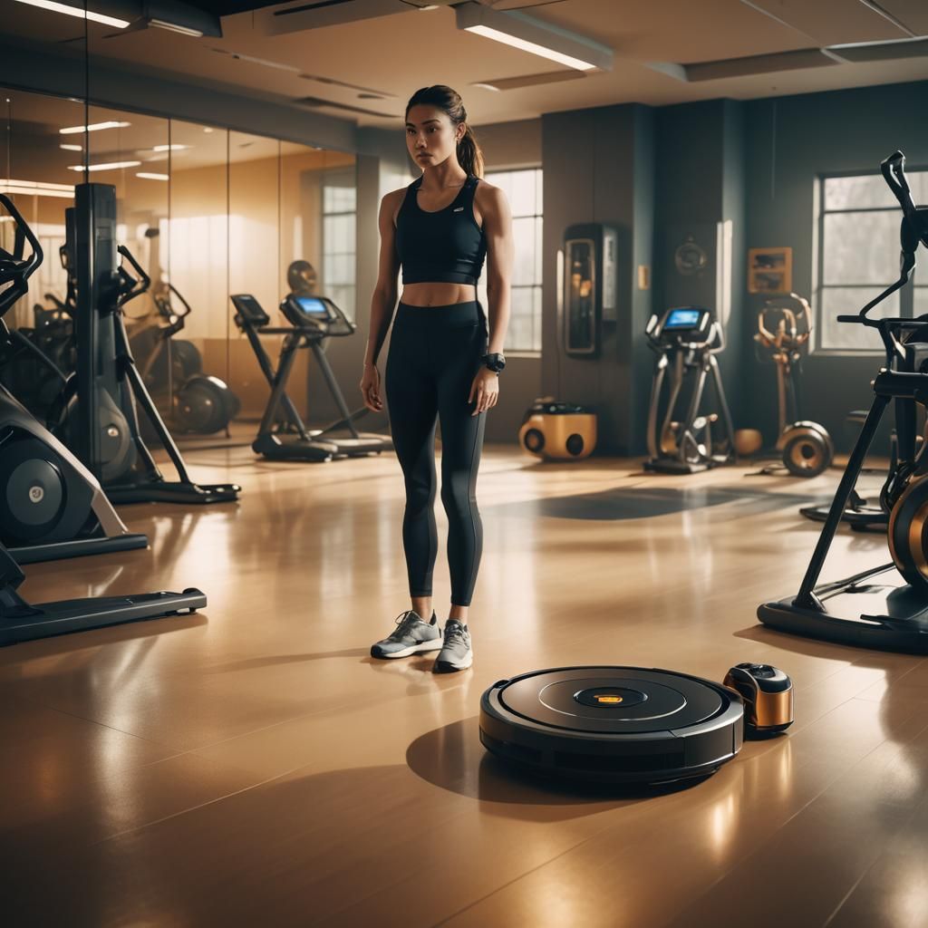 Robot Vacuum Fitness in Golden Hour Lighting