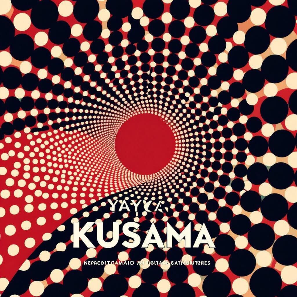 Modern Pop Art Poster with White Dots on Red Background