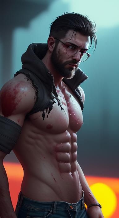 Wounded Android in Synthwave Sunset: Hyperrealistic Concept ...