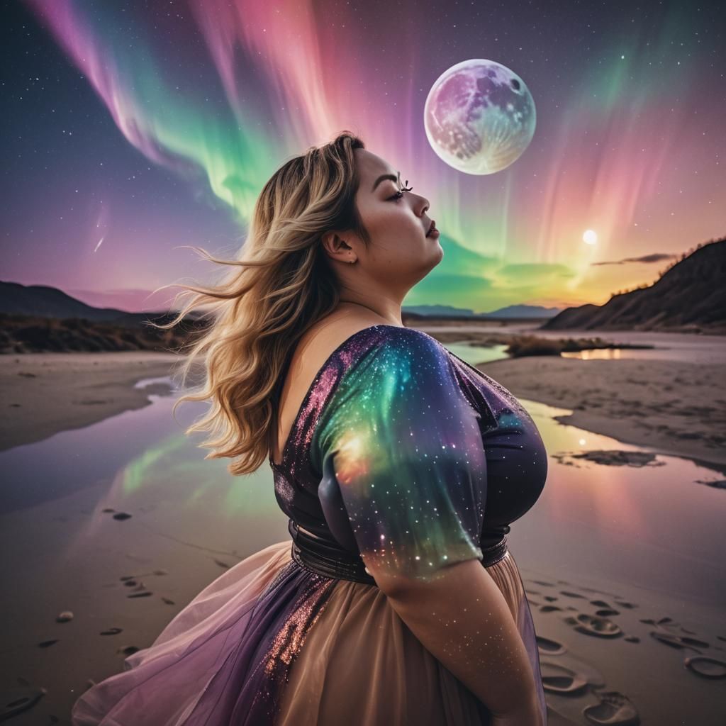Double Exposure Portrait with Aurora Borealis