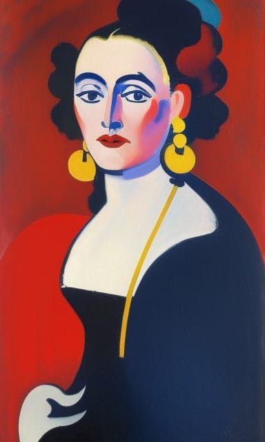 Woman in Red Dress: A Fauvist Portrait