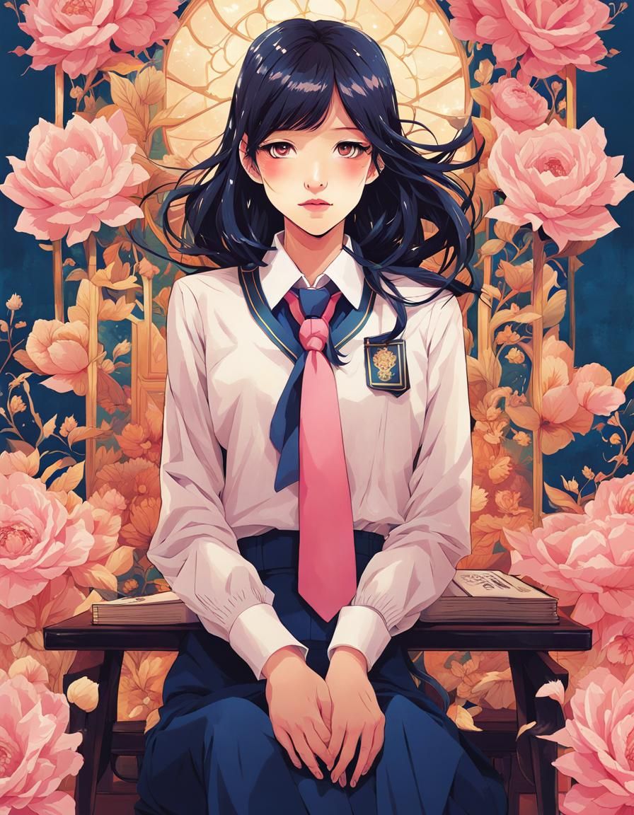 Fantasy World Secretary Girl in Double Exposure Art