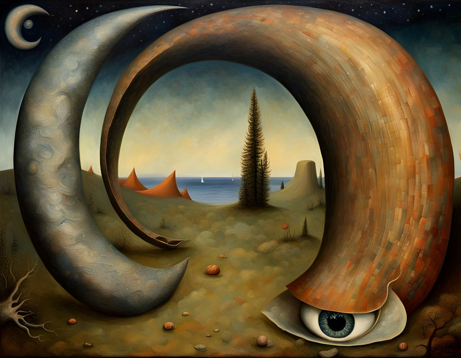 Surreal Campsite Scene of Despair