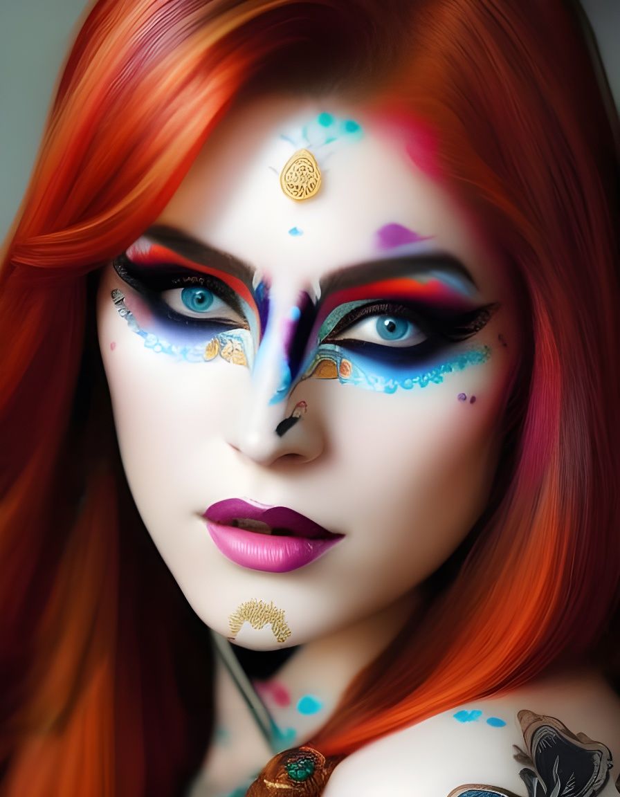 Neovictorian Tattoo Portrait with Glowing Markings