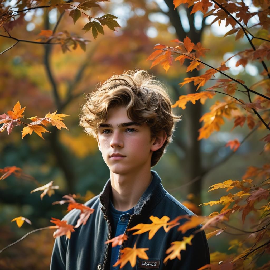 Boy in Autumn Light: Introspective Portrait