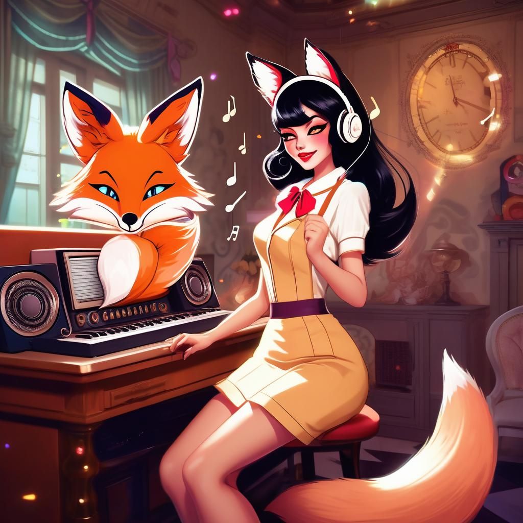 Psychedelic Retro Ahri in 1950s Style Mansion