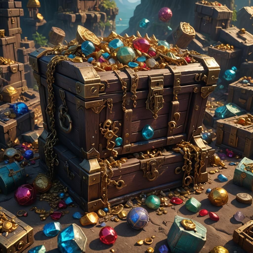 Richly Detailed Fantasy Treasure Chest
