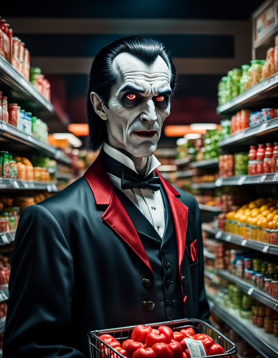 Hyperdetailed Dracula Cashier Hybrid in Dark Fantasy Style