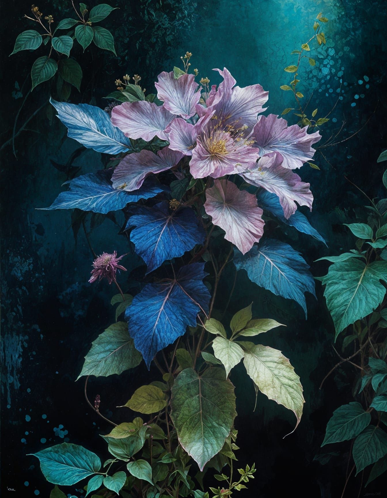 Blue Clematis in Art Deco Splendor