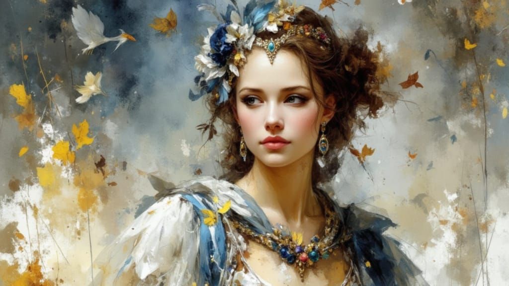 Elegant Princess Portrait in Oil Painting Style