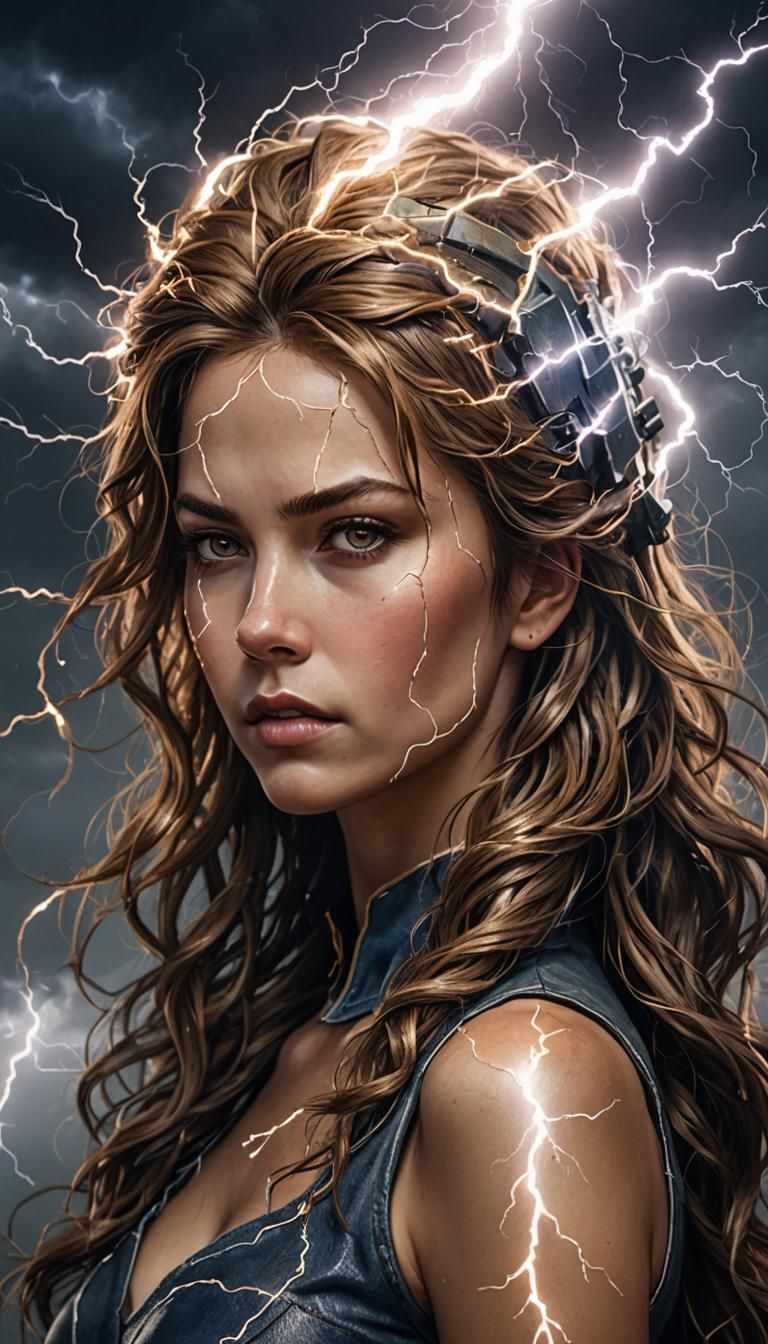 Woman Made of Lightning, Digital Art