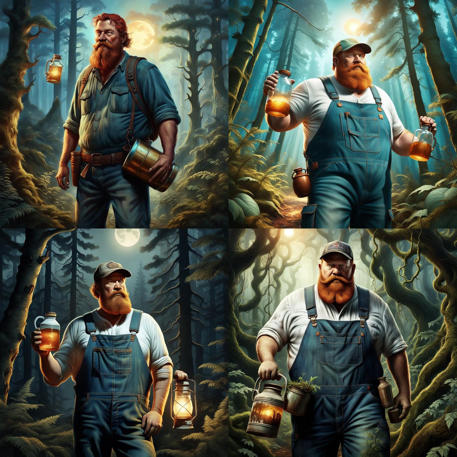 Redneck with Moonshine Jug: Detailed Matte Painting