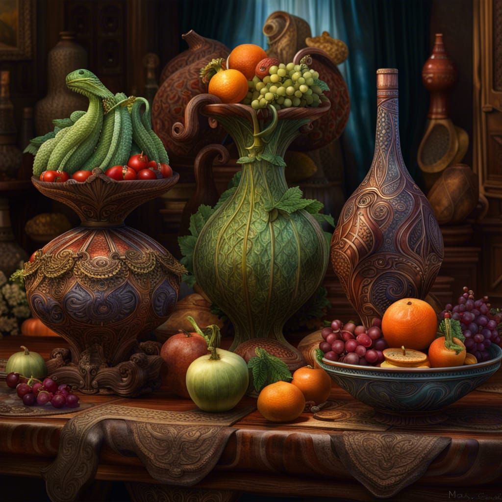 Extraterrestrial Still Life in Photorealism Style