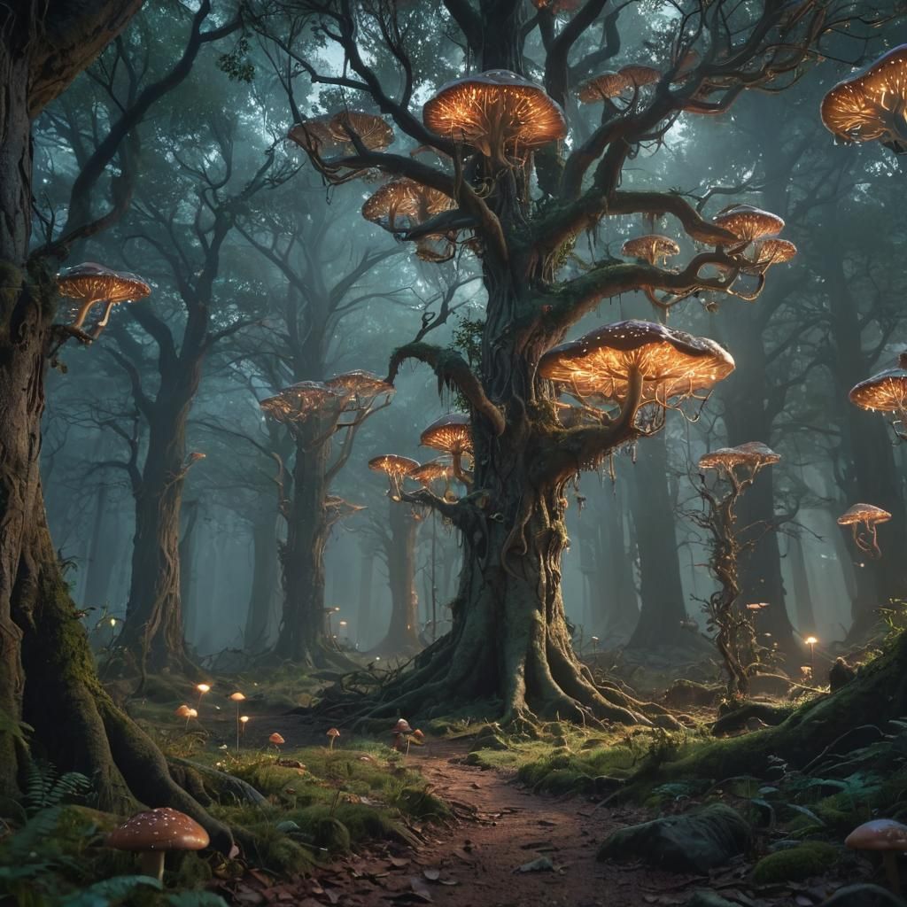 Enchanted Forest Landscape in Detailed Matte Painting Style