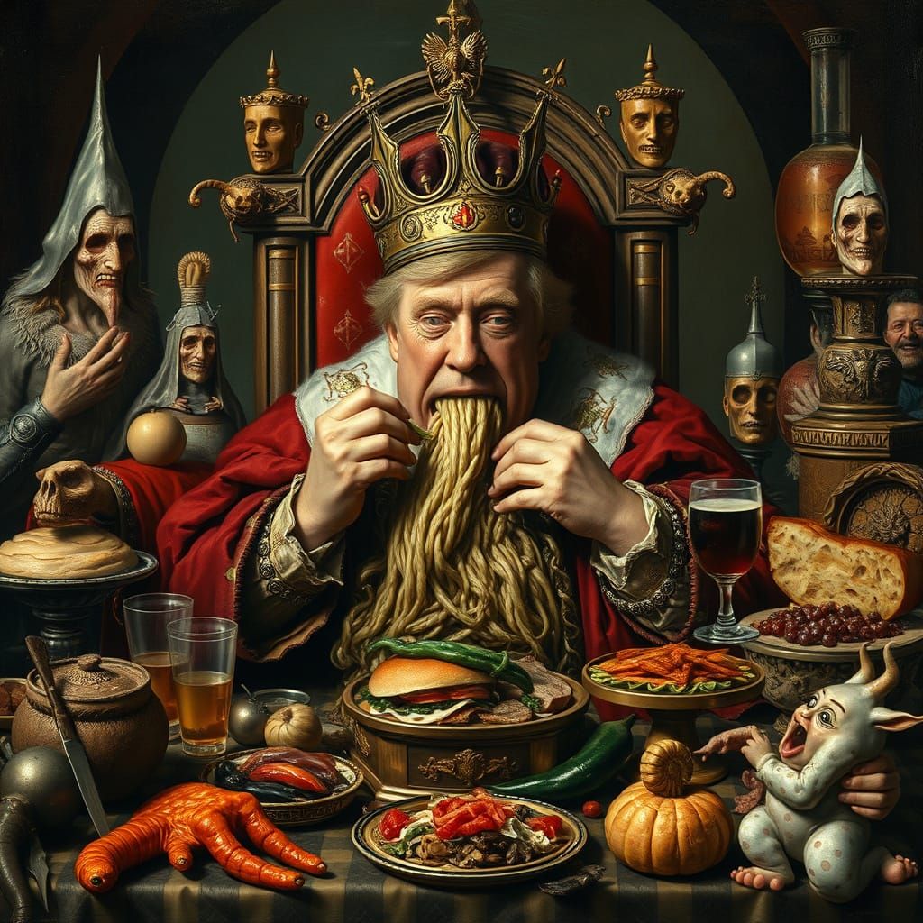 Gluttonous King: Grotesque Feast Inspired by Bosch
